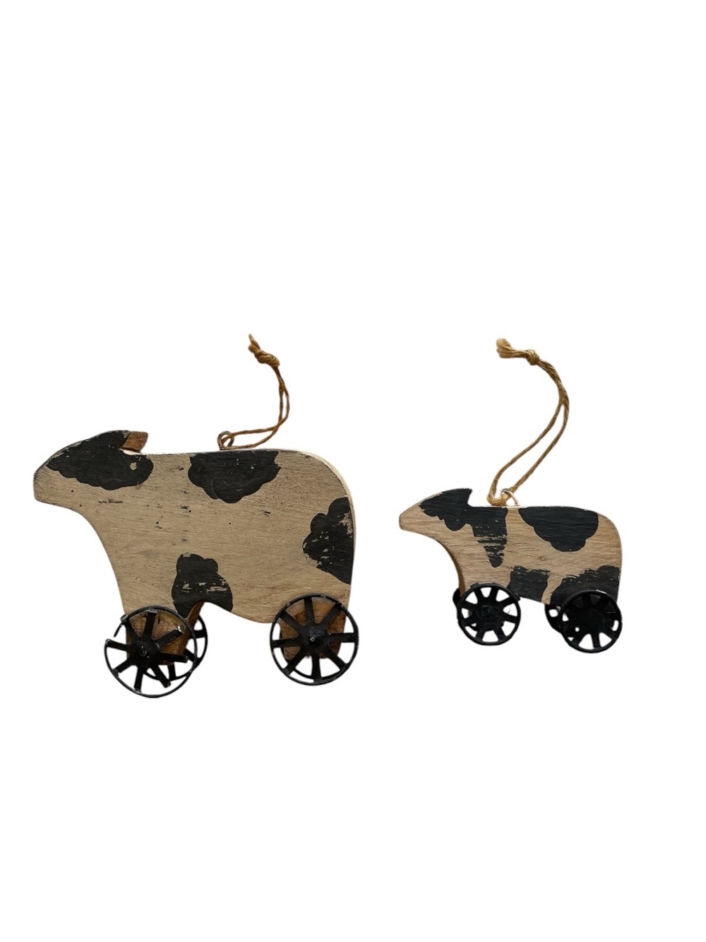 Vintage Cows on Wheels Ornaments